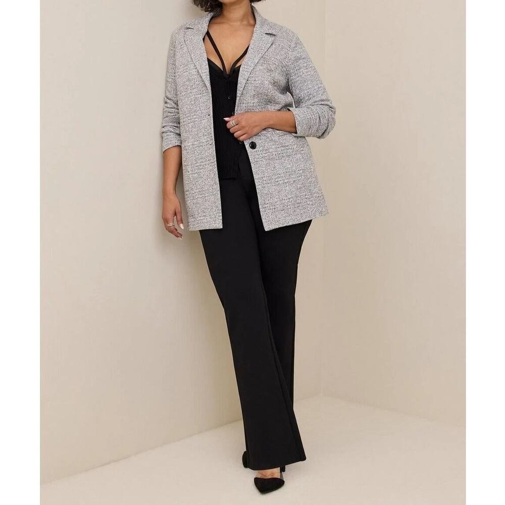 Torrid Textured Boyfriend Knit Trench Blazer 3X Gray Marled Longline Jacket NEW - Picture 11 of 16